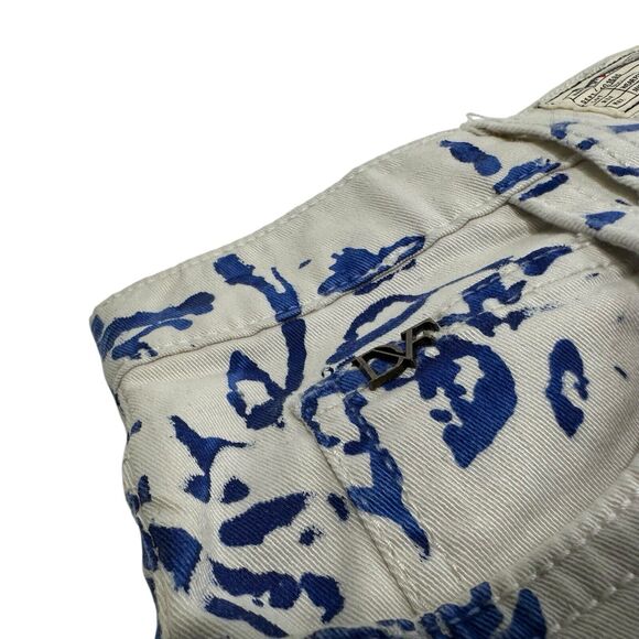 Current/Elliot X DVF The Classic Skinny Blue White Floral Printed Jeans Size 32 - Picture 2 of 10